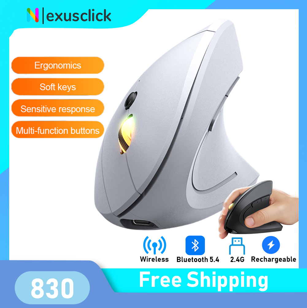 Ergonomic Mouse Vertical - Bezprzewodowa mysz Bluetooth 2.4GHz, ładowalna, pionowa,