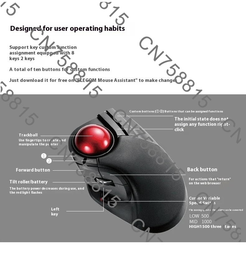 Ergonomic Mouse Vertical - Niestandardowe ustawienia dla AutoCAD, 2.4G, 10
