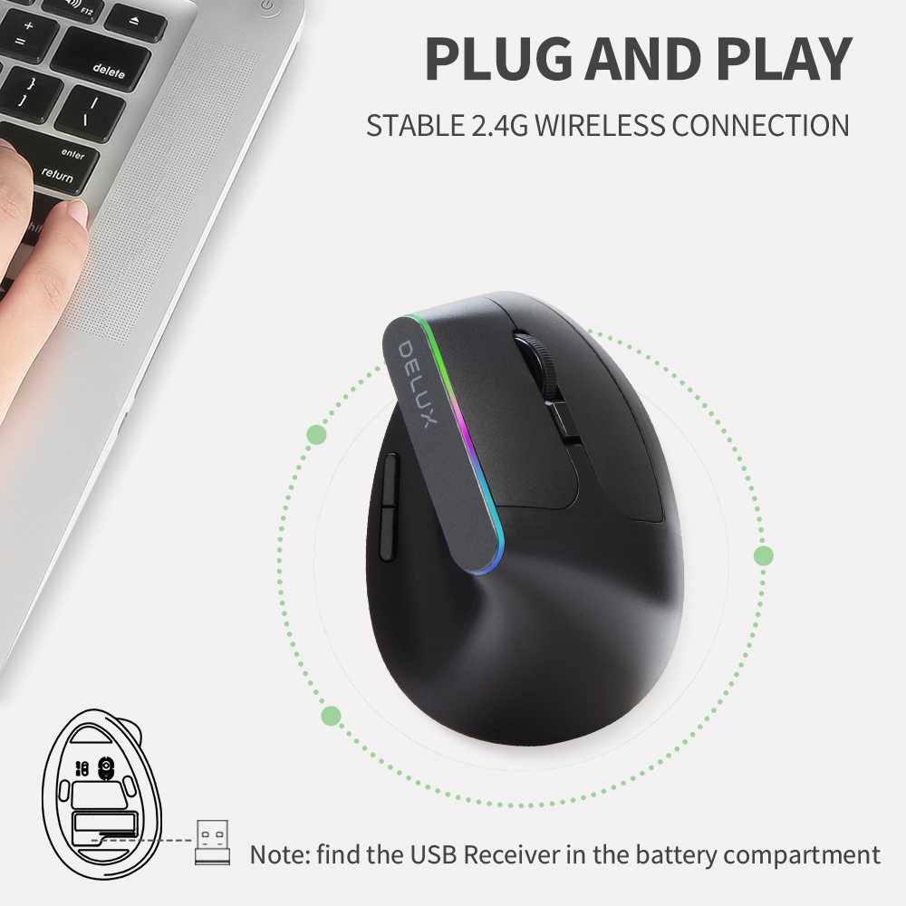 Delux M618C Bezprzewodowa, cic – Ergonomic Mouse Vertical recenzja i cena